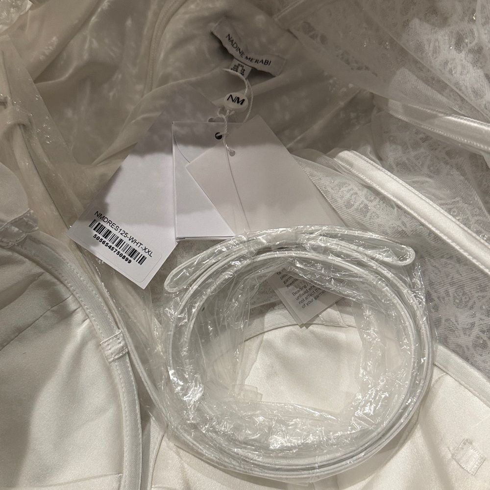NADINE MERABI Women's White Alice Embellished Belted Cocktail Minidress A - Picture 7 of 8